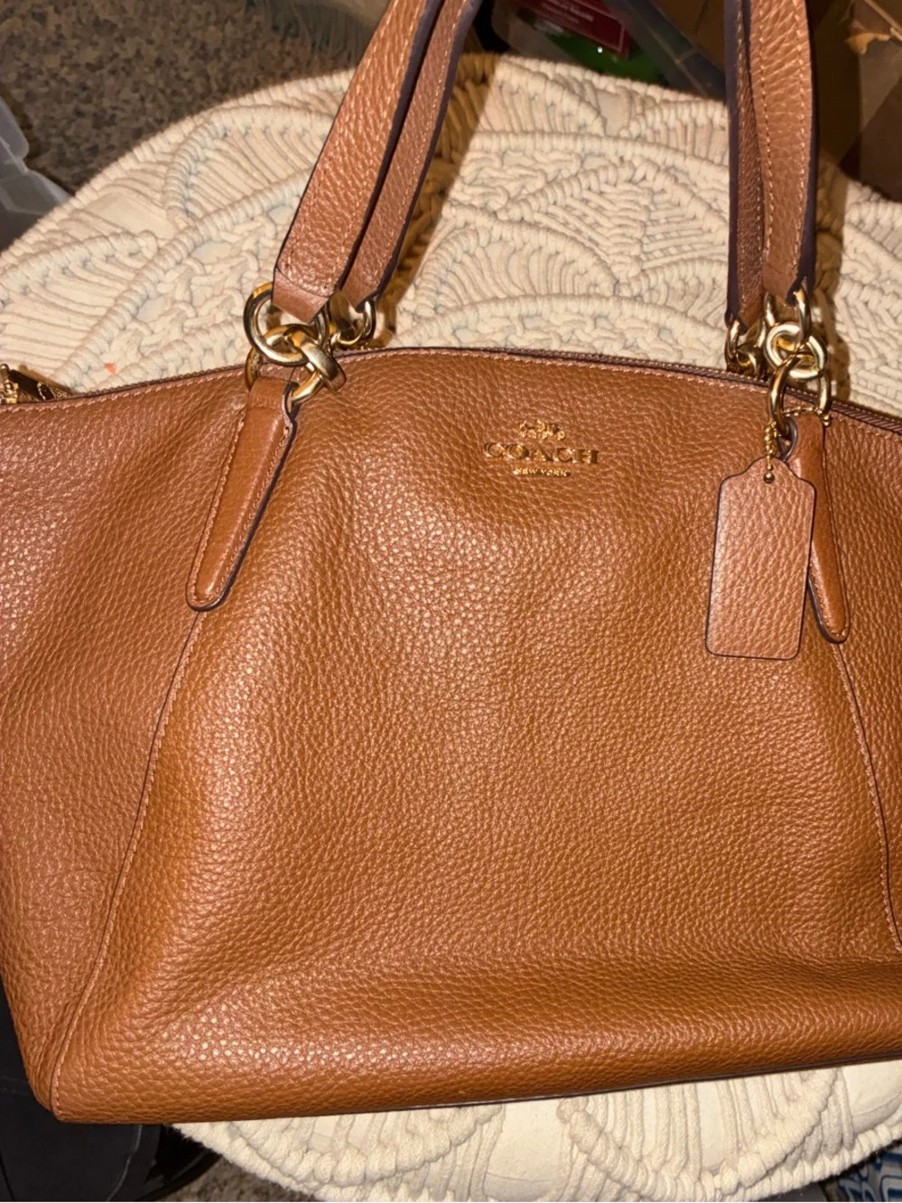 Coach Chestnut Pebbled Leather Shoulder Bag
